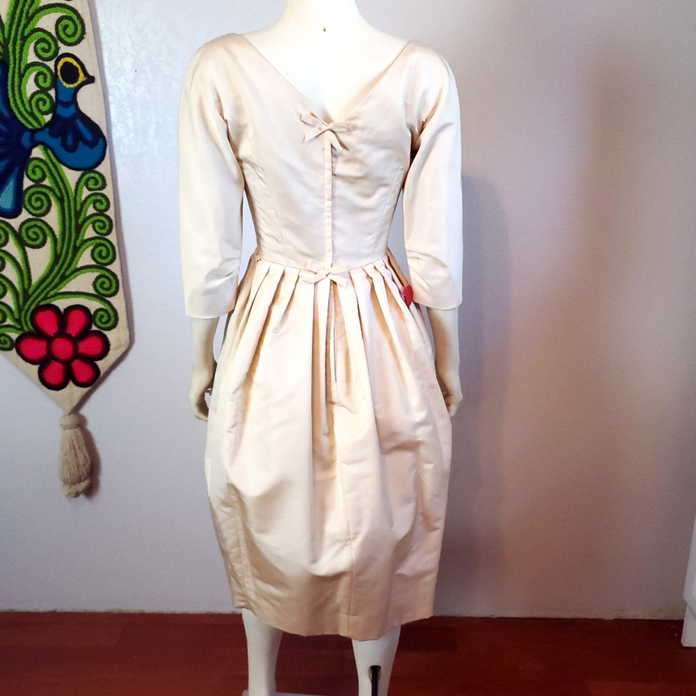 Vintage 60s Wedding Dress Tea Length Daytime - Picture 4 of 11